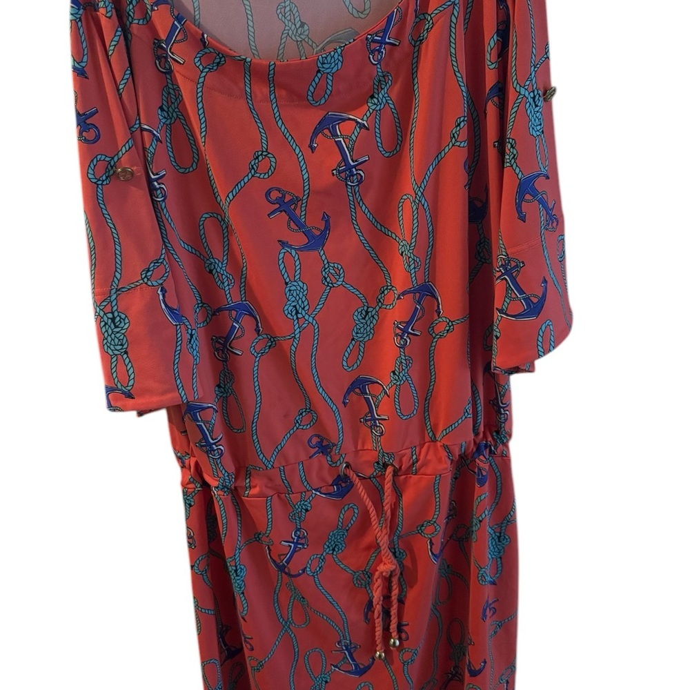 Tracy Negoshian Anchor Orange and Blue Mini Dress - Picture 1 of 6